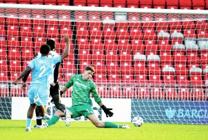 Gateshead’s Frank Nouble levels