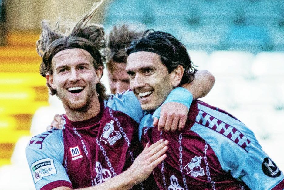 Zain Westbrooke celebrates scoring Scunthorpe’s second.