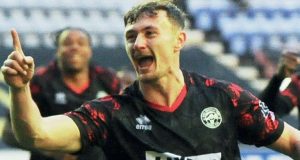 Joe White of Hemel Hempstead Town celebrates his equaliser