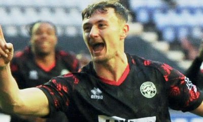 Joe White of Hemel Hempstead Town celebrates his equaliser