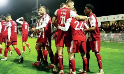Brackley Town celebrate after scoring