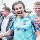 Sam Youngs celebrates winning promotion