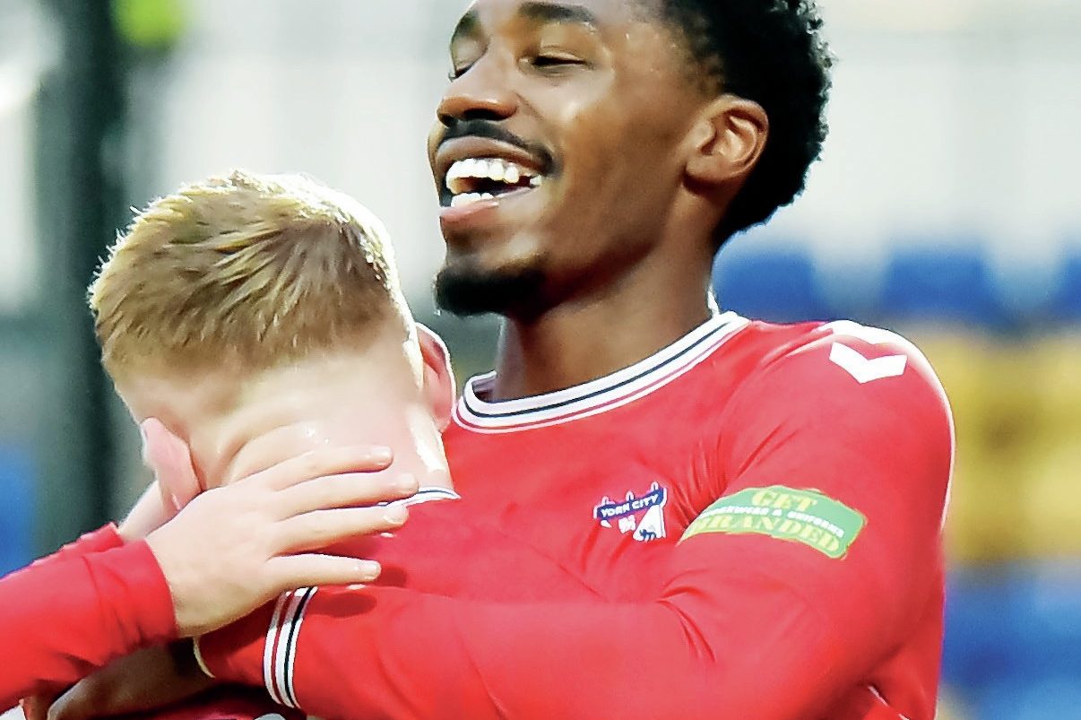York’s Malachi Fagan-Walcott celebrates his first half leveller