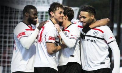 Hednesford celebrate Dan Trickett-Smith’s winner