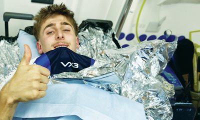 Riley Malin in hospital after suffering his double leg break.