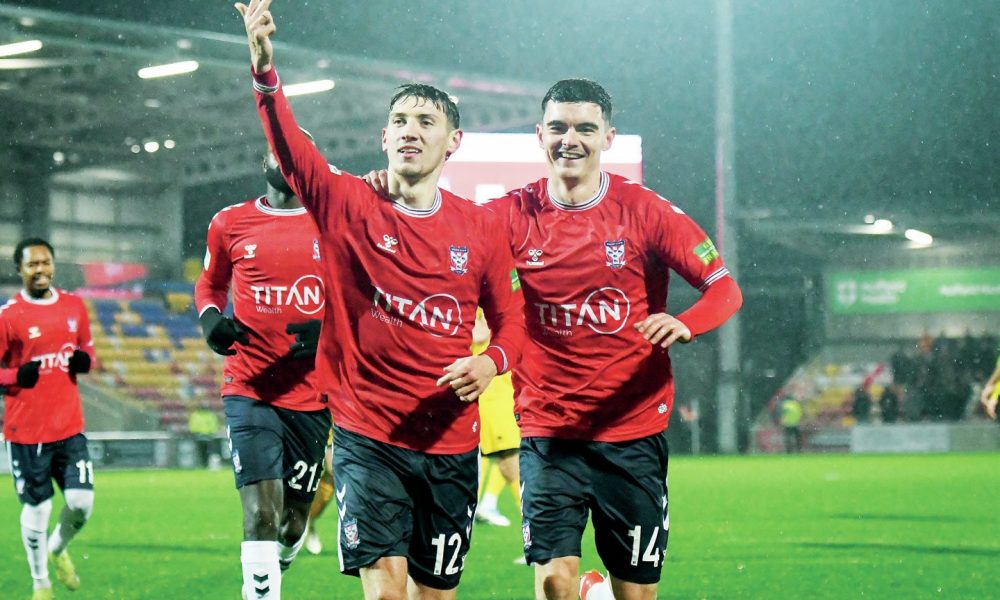 Joe Grey celebrates his hat-trick