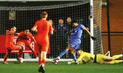 Jude Taylor rifles home Lichfield City’s winning goal