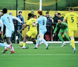 David Kamara bursts through to score Harborough’s early opener
