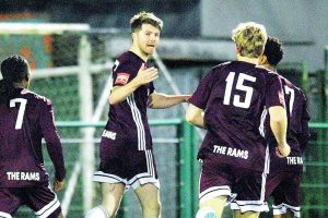 Luke Dreher celebrates putting AFC Croydon ahead