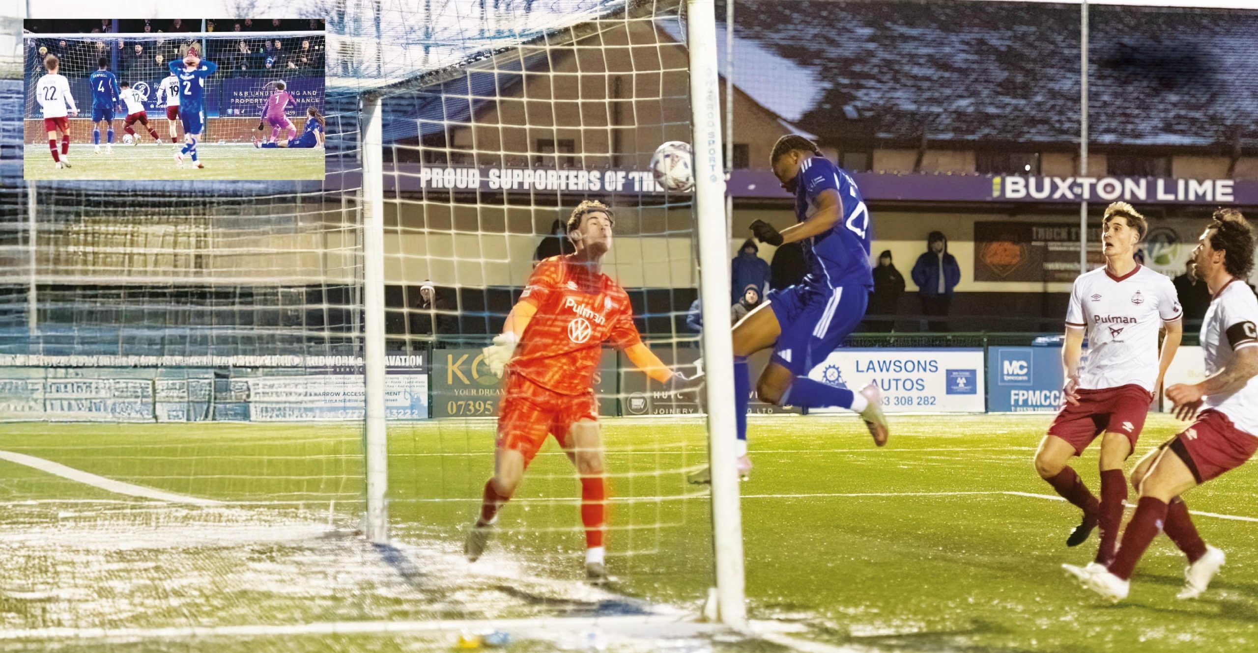 Adriel Walker nods in a late equaliser for Buxton