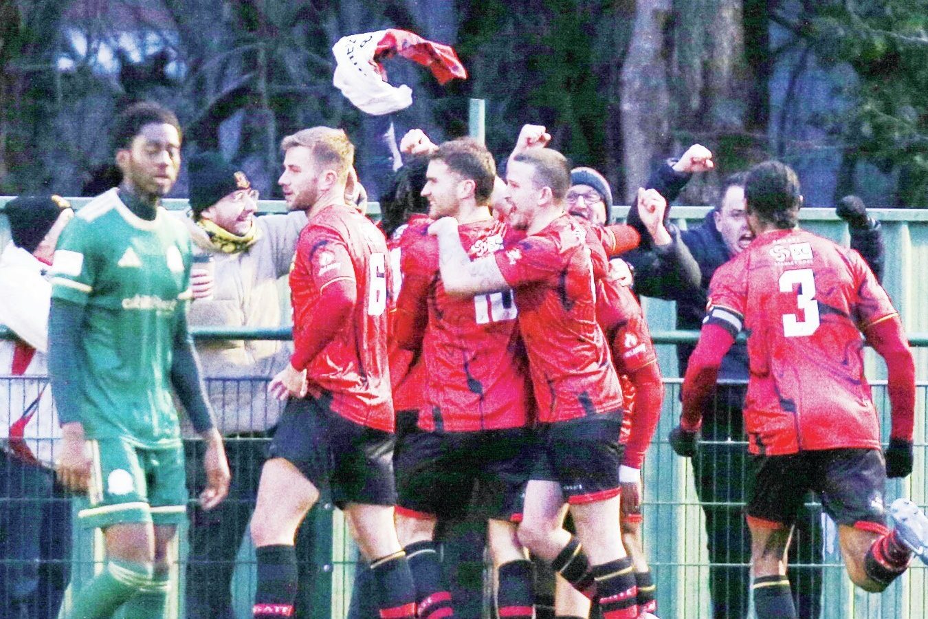 Sittingbourne celebrate after Derek Asamoah’s second goal