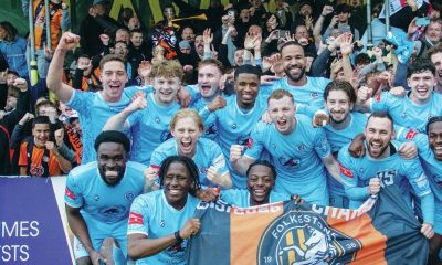 Folkestone Invicta celebrate winning the title with fans
