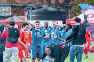 Cockfosters players celebrate reaching Wembley