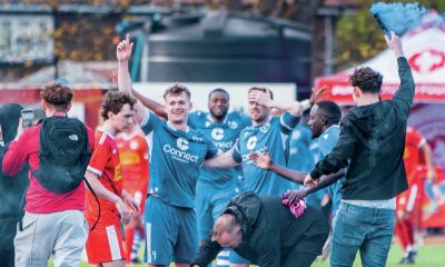 Cockfosters players celebrate reaching Wembley